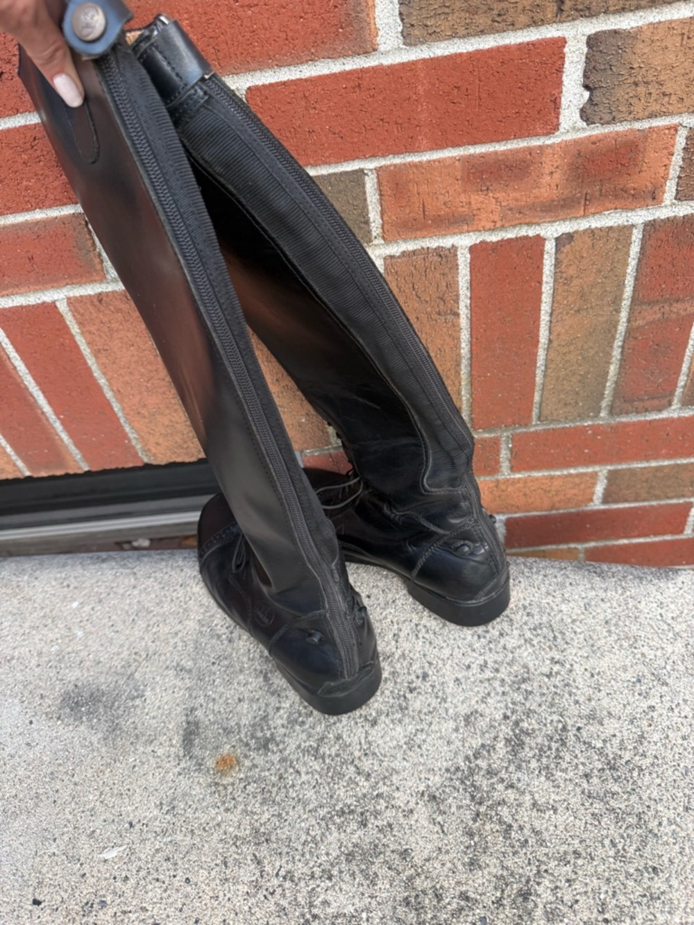 Tall Black Leather Riding-Style Heeled Boots - Picture 6 of 8